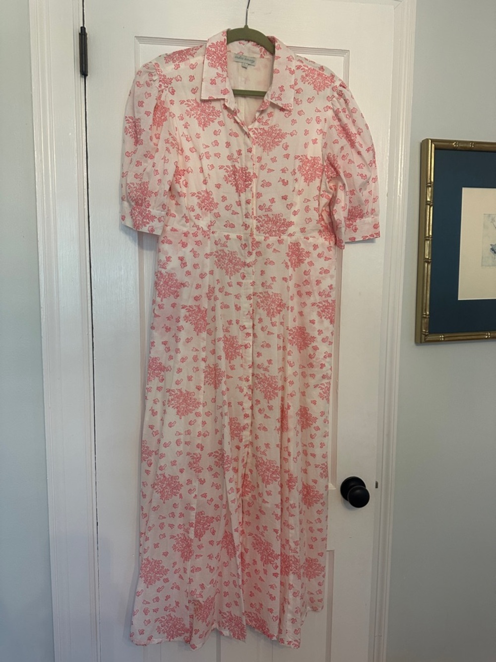 Julia Amory Puff  Short Sleeve button down dress- Size L (10/12)